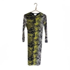 Petit Pois By Viviana Green Snake Mesh Fitted Dress Womens Large